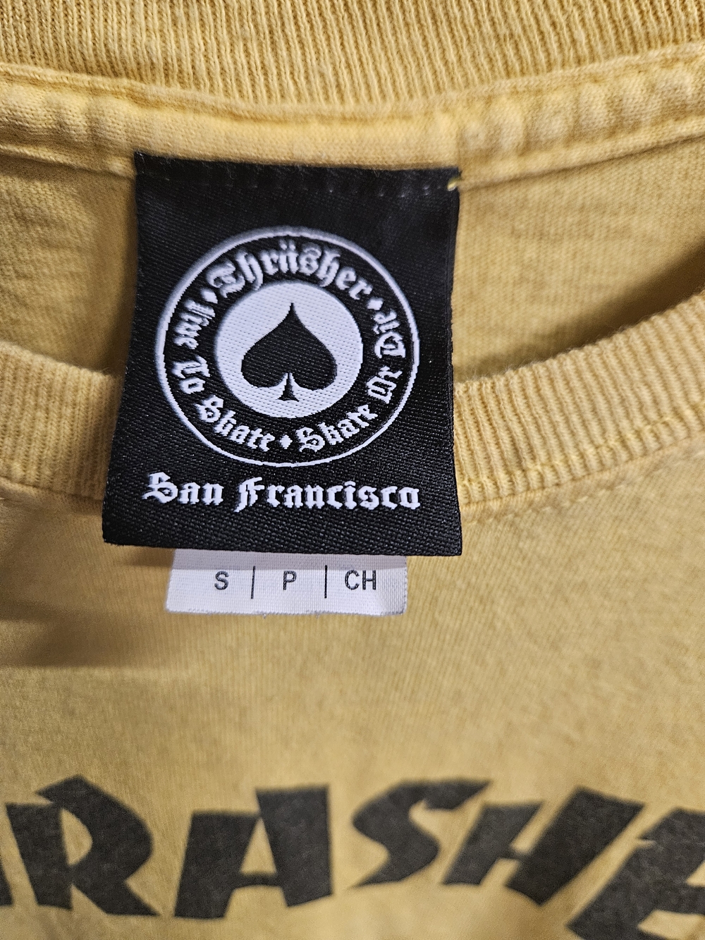 Thrasher Black Logo Yellow Short Sleeve Tee - Men's Skate Shirt - Picture 3 of 9